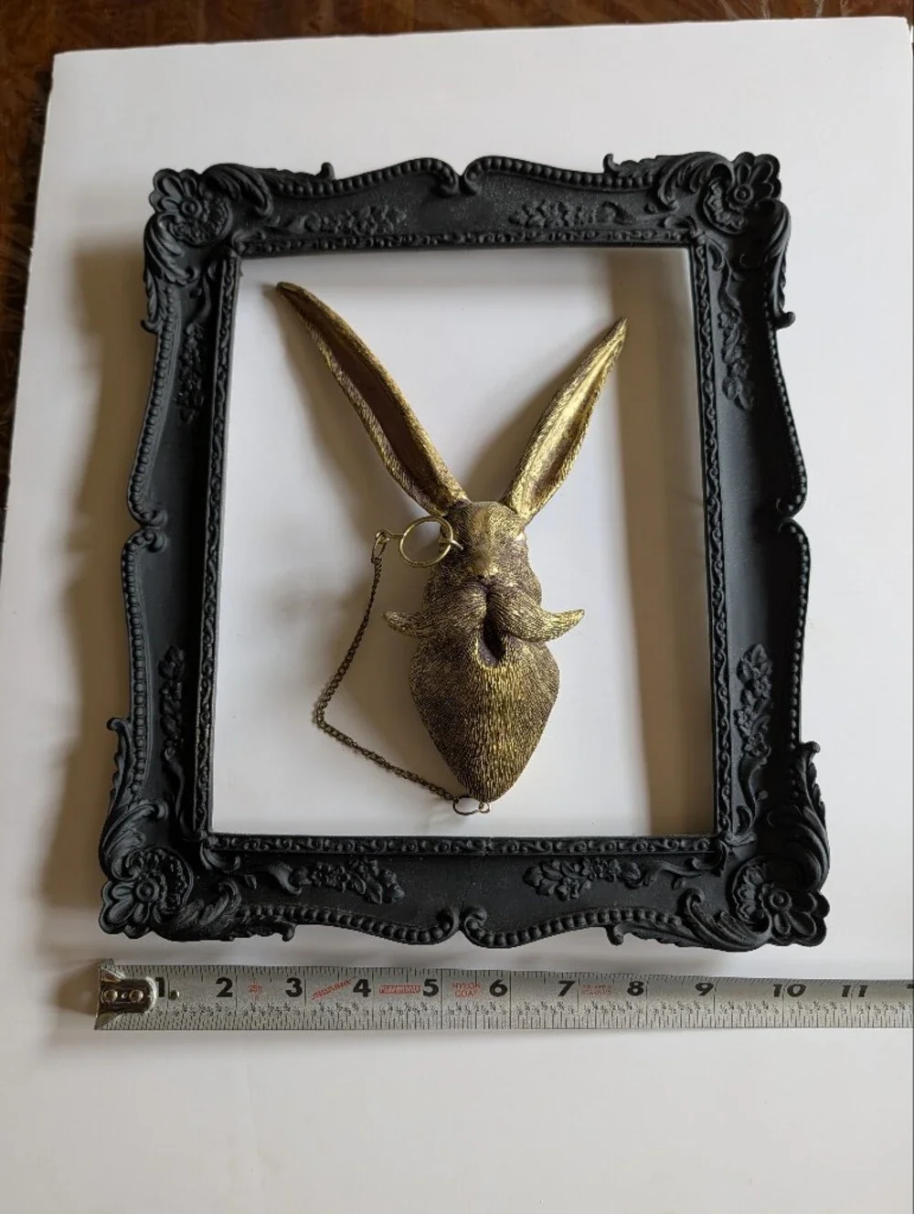 Gold 3D Bunny With Monical Wall Accent With Frame- Gold